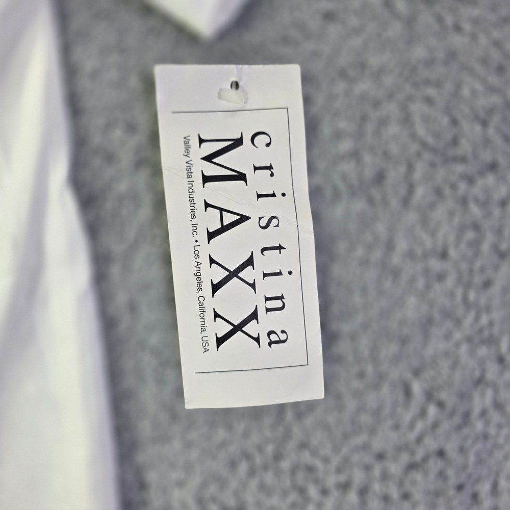 Cristina MAXX White Graphic T-Shirt Handcrafted Silver Glitter USA Made Small - Picture 6 of 13